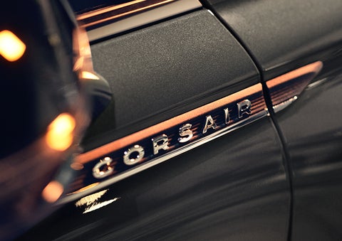 The stylish chrome badge reading “CORSAIR” is shown on the exterior of the vehicle. | Lincoln Demo 3 in Wooster OH